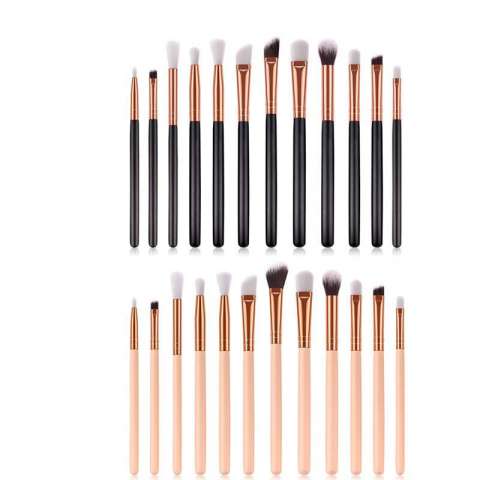 12 pcs Eyeshadow wood handle blending eye makeup brush set